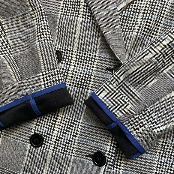 Zara Women’s Blazer Plaid Size S-M Gray Black Blue - Picture 4 of 6